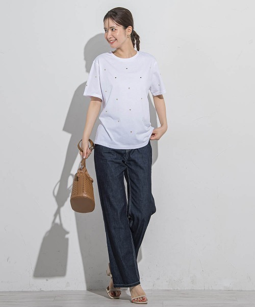VICKY(ビッキー)の「ハートホットフィックスTシャツ≪手洗い可能≫(Tシャツ/カットソー・レディース・ブラック/アイボリー/ホワイト系その他/チャコールグレー・M)」の16枚目の写真