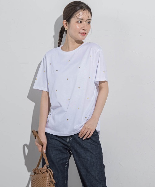 VICKY(ビッキー)の「ハートホットフィックスTシャツ≪手洗い可能≫(Tシャツ/カットソー・レディース・ブラック/アイボリー/ホワイト系その他/チャコールグレー・M)」の9枚目の写真