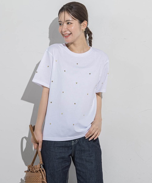 VICKY(ビッキー)の「ハートホットフィックスTシャツ≪手洗い可能≫(Tシャツ/カットソー・レディース・ブラック/アイボリー/ホワイト系その他/チャコールグレー・M)」の10枚目の写真