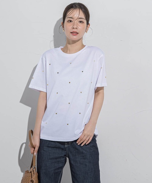 VICKY(ビッキー)の「ハートホットフィックスTシャツ≪手洗い可能≫(Tシャツ/カットソー・レディース・ブラック/アイボリー/ホワイト系その他/チャコールグレー・M)」の11枚目の写真