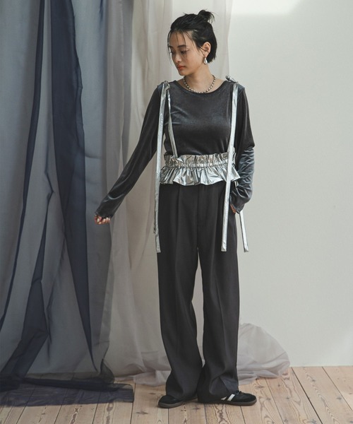 bohmal(ボマール)の「2WAYベロアトップス(Tシャツ/カットソー・レディース・ネイビー/グレー・FREE)」の3枚目の写真