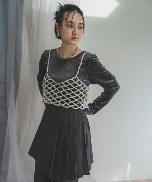 bohmal(ボマール)の「2WAYベロアトップス(Tシャツ/カットソー・レディース・ネイビー/グレー・FREE)」の6枚目の写真