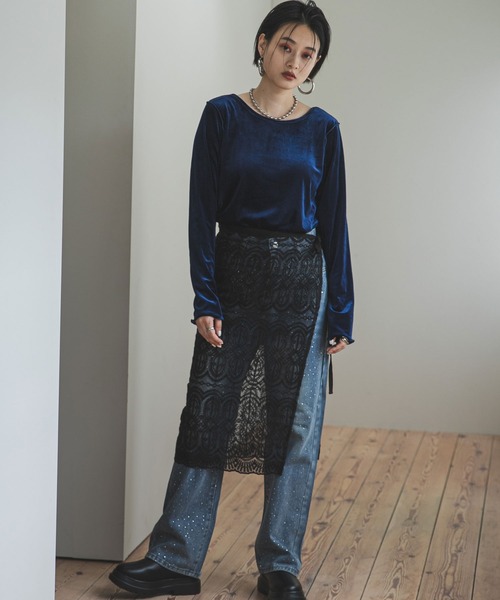 トップス New 2way shirt 2WAYベロアトップス（Tシャツ/カットソー）｜bohmal（ボマール