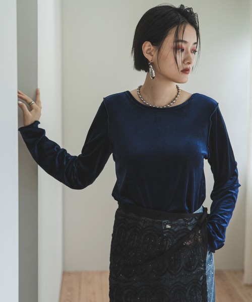 2WAYベロアトップス（Tシャツ/カットソー）｜bohmal（ボマール