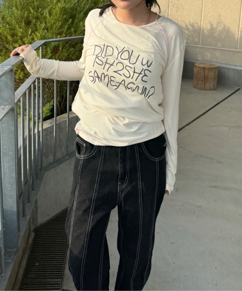 shesame(シーセム)の「center seam denim pants(デニムパンツ・レディース・ブラック・LARGE/MEDIUM)」の2枚目の写真