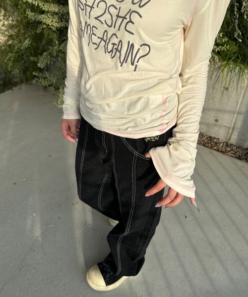 shesame(シーセム)の「center seam denim pants(デニムパンツ・レディース・ブラック・LARGE/MEDIUM)」の6枚目の写真