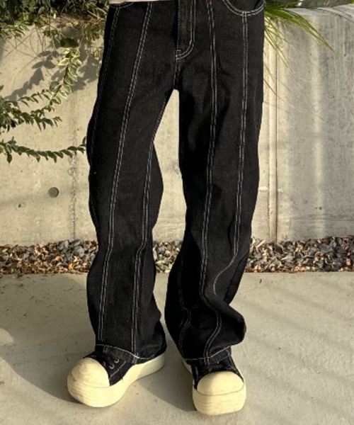 shesame(シーセム)の「center seam denim pants(デニムパンツ・レディース・ブラック・LARGE/MEDIUM)」の9枚目の写真