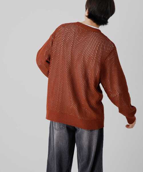 SENSE OF PLACE by URBAN RESEARCH（センスオブプレイスバイアーバンリサーチ）の「『洗濯可』シアーメッシュクルーネックニット（ニット/セーター・メンズ・ブルー/チャコールグレー/オレンジ/パープル・LARGE/MEDIUM）」の8枚目の写真