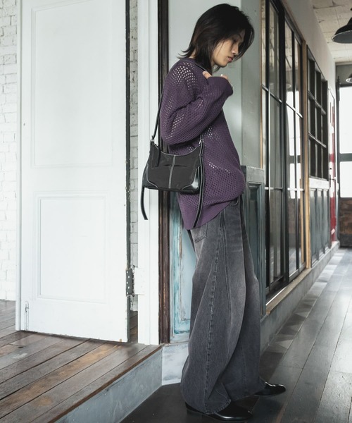 SENSE OF PLACE by URBAN RESEARCH（センスオブプレイスバイアーバンリサーチ）の「『洗濯可』シアーメッシュクルーネックニット（ニット/セーター・メンズ・ブルー/チャコールグレー/オレンジ/パープル・LARGE/MEDIUM）」の20枚目の写真