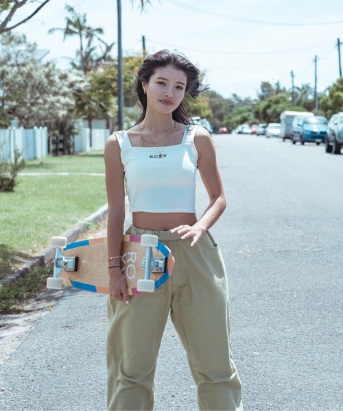 ROXY（ロキシー）の「TAKE IT EASY PANTS/ロキシーワイドフィットパンツ（チノパンツ・レディース・オリーブ/インディゴブルー/ホワイト/グリーン/ブラック/ブラック系その他・LARGE/MEDIUM/SMALL）」の5枚目の写真