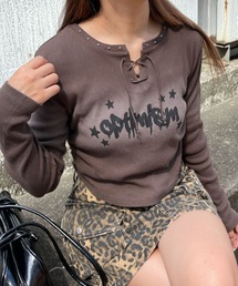 WEGO | WEGO/【24年秋冬新作】レースアップブリーチトップス(Tシャツ/カットソー)