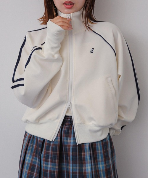 SENSE OF PLACE by URBAN RESEARCH(センスオブプレイスバイアーバンリサーチ)の「トラックジャケット(ブルゾン・レディース・アイボリー/ネイビー/カーキ・ONE)」の4枚目の写真