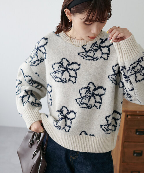 DISCOAT（ディスコート）の「【WEB限定】花柄ジャガードニットプル