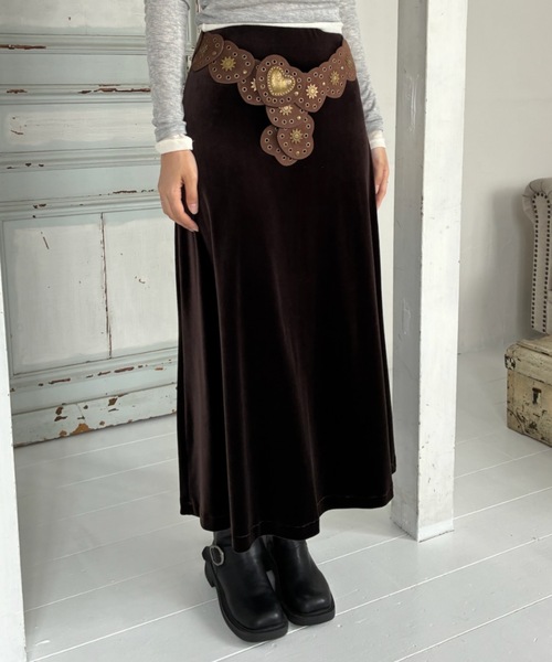 セール】Aラインベロアロングスカート / A-line velour long skirt