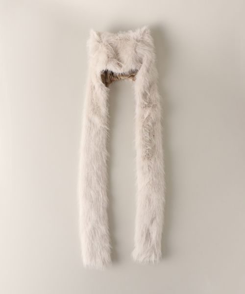 ANNA SUI NYC（アナ スイ エヌ ワイ シー）の「ANNA SUI NYC / アナスイエヌワイシー アニマルフードマフラー（マフラー・レディース・ブラック/ホワイト/ブラウン・FREE）」の2枚目の写真