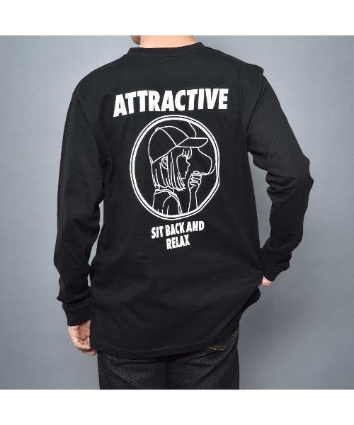 MODISH GAZE(モディシュガゼ)の「スモーキングガール SIT BACK AND RELAX ロンT(Tシャツ/カットソー・メンズ・ブラック・MEDIUM/LARGE/X-LARGE)」の1枚目の写真