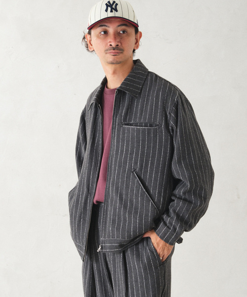 JOURNAL STANDARD relume（ジャーナルスタンダード　レリューム）の「Cafissi / BECO ストライプジップジャケット（その他アウター・メンズ・ネイビー/グレー・MEDIUM/LARGE）」の2枚目の写真