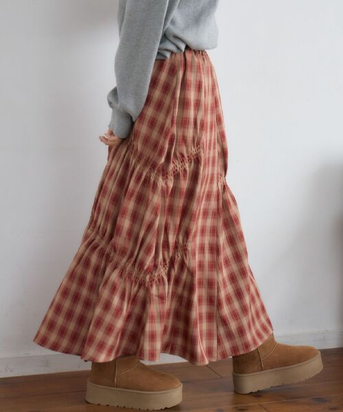 RETRO GIRL(レトロガール)の「【新色追加】ギャザーティアードSK(スカート・レディース・ブラック系その他2/ブラック/ブラウン系その他2/レッド系その他2・FREE)」の4枚目の写真