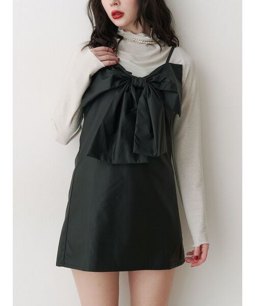 jouetie（ジュエティ）の「BIGリボンジャンスカ（ジャンパースカート・レディース・ブラック/ブラウン・MEDIUM）」の3枚目の写真