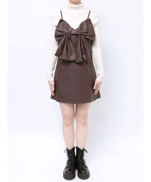 jouetie（ジュエティ）の「BIGリボンジャンスカ（ジャンパースカート・レディース・ブラック/ブラウン・MEDIUM）」の14枚目の写真