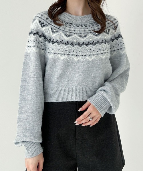 Heather（ヘザー）の「パールノルディックニット 210129（ニット