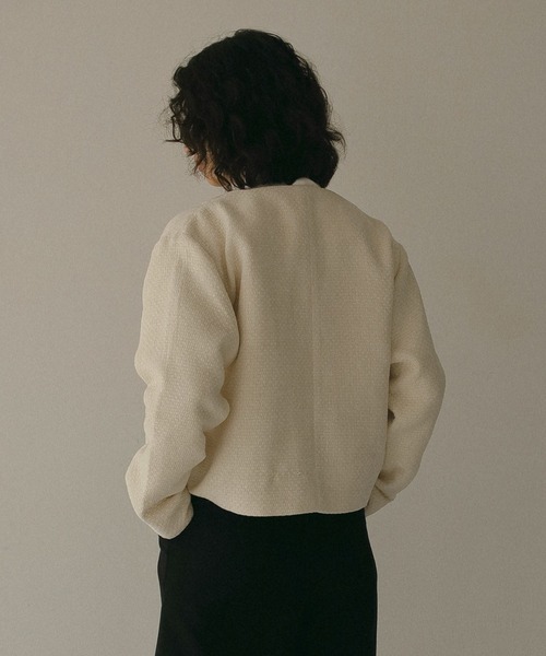 N WITH.（エヌウィズ）の「ツウィードショートジャケット（ノーカラージャケット・レディース・ブラック/アイボリー・FREE）」の22枚目の写真