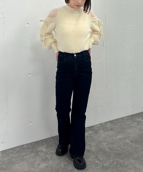 archives(アルシーヴ)の「ショルダーシアーリブフェザーニット(ニット/セーター・レディース・ブラック/ピンクベージュ/アイボリー/ブルーグレー・MEDIUM)」の22枚目の写真