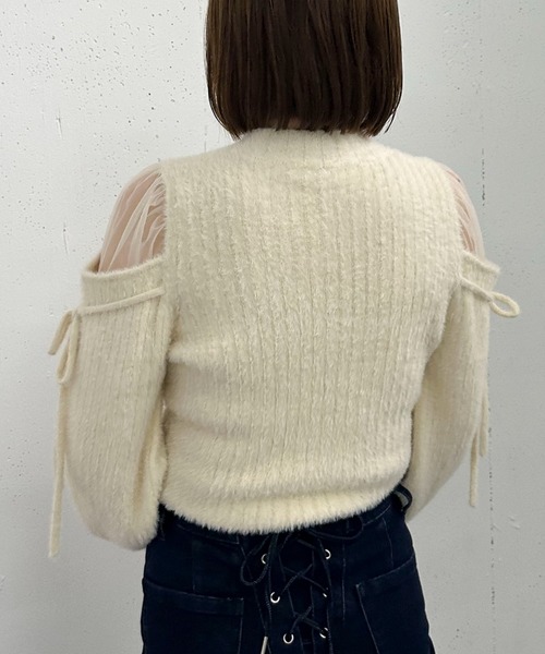 archives(アルシーヴ)の「ショルダーシアーリブフェザーニット(ニット/セーター・レディース・ブラック/ピンクベージュ/アイボリー/ブルーグレー・MEDIUM)」の19枚目の写真