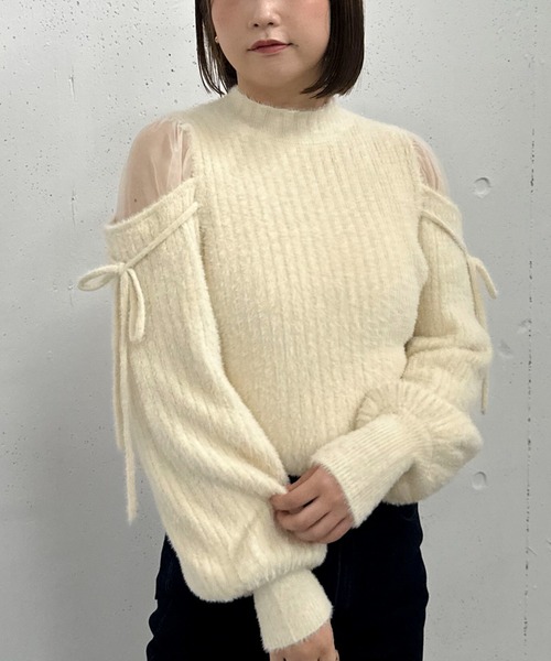 archives(アルシーヴ)の「ショルダーシアーリブフェザーニット(ニット/セーター・レディース・ブラック/ピンクベージュ/アイボリー/ブルーグレー・MEDIUM)」の20枚目の写真