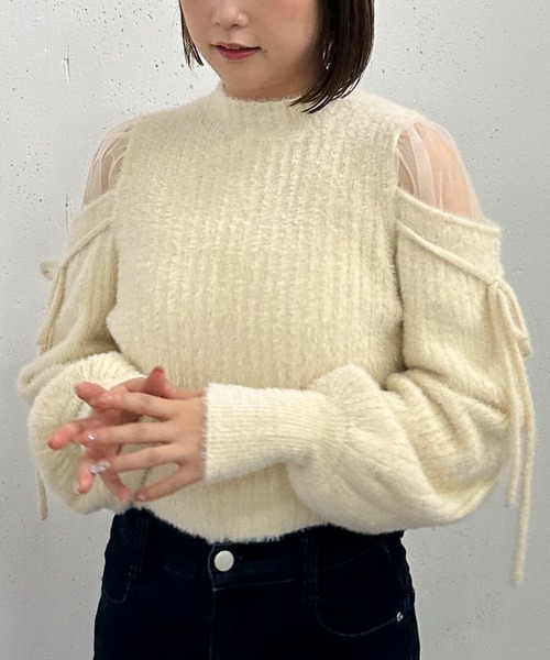 archives(アルシーヴ)の「ショルダーシアーリブフェザーニット(ニット/セーター・レディース・ブラック/ピンクベージュ/アイボリー/ブルーグレー・MEDIUM)」の21枚目の写真