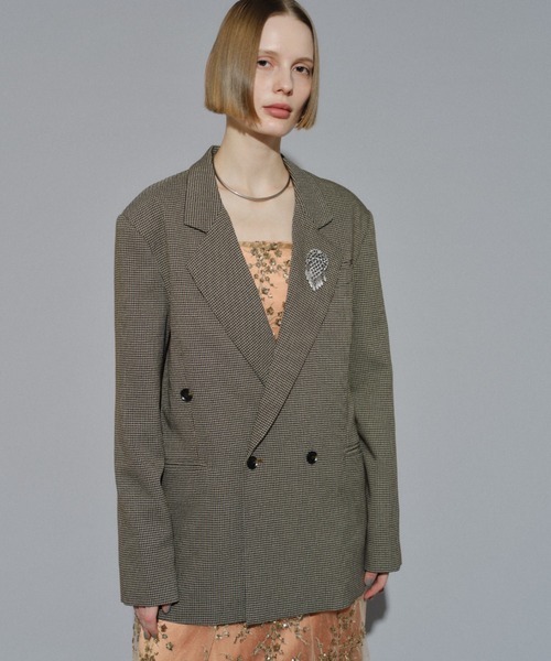 yae 2wayアシンメトリーチェックジャケット セール】2way asymmetry check jacket / 2wayアシンメトリー