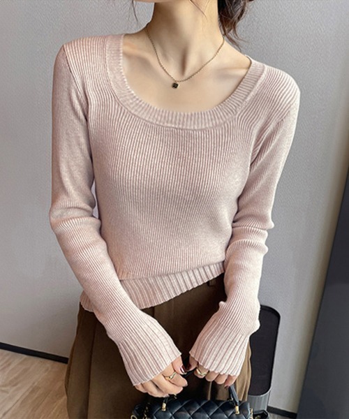 Miniministore(ミニミニストア)の「ニットトップス ラウンドネック 春秋冬(ニット/セーター・レディース・アイボリー/ブラック/ピンクベージュ/マスタード/ホワイト/ブラウン/グレー・FREE)」の15枚目の写真