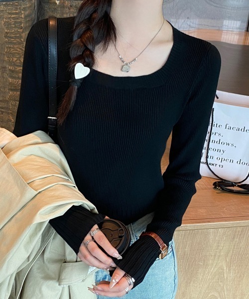 Miniministore(ミニミニストア)の「ニットトップス ラウンドネック 春秋冬(ニット/セーター・レディース・アイボリー/ブラック/ピンクベージュ/マスタード/ホワイト/ブラウン/グレー・FREE)」の21枚目の写真