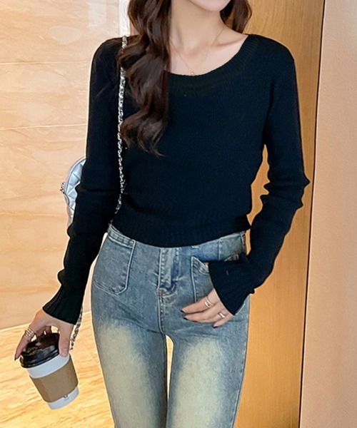 Miniministore(ミニミニストア)の「ニットトップス ラウンドネック 春秋冬(ニット/セーター・レディース・アイボリー/ブラック/ピンクベージュ/マスタード/ホワイト/ブラウン/グレー・FREE)」の22枚目の写真
