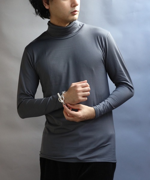 8(eight)(エイト)の「裏起毛ストレッチタートルネック(Tシャツ/カットソー・メンズ・ネイビー/ブラック/ホワイト/チャコールグレー・SMALL/MEDIUM/X-LARGE/LARGE)」の4枚目の写真