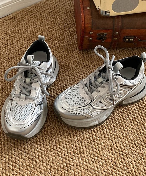 MEMECLE（メメクル）の「【 MEMECLE / メメクル 】シルバーメッシュ 厚底 カジュアルスニーカー（スニーカー・レディース・レッド/シルバー・L/M/S）」の11枚目の写真