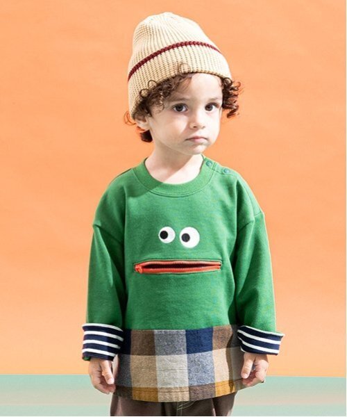 【セール】裾チェック顔トレーナー（スウェット）｜kladskap（クレードスコープ） 5,313円