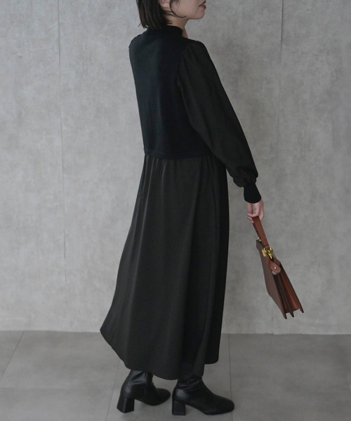 フィフィアンドロメオ　パールカシミアニット黒① Amy Winehouse Printed Trim Pique Dress(10 102：BLACK