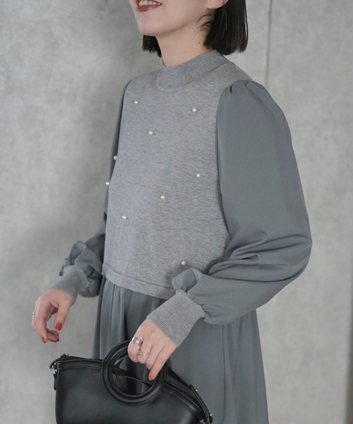 フィフィアンドロメオ　ワンピースニットパールss フィフィアンドロメオSSサイズリボン カシミアニットワンピ