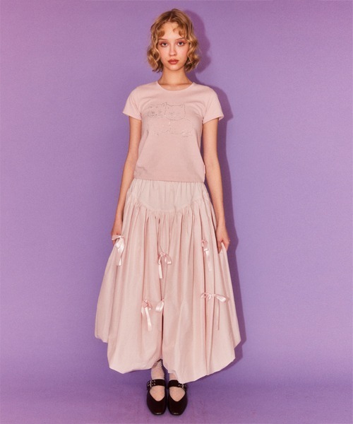 Candy Stripper（キャンディストリッパー）の「MY RIBBON BALLOON スカート（スカート・レディース・オフホワイト/ピンク/ブラック・FREE）」の4枚目の写真