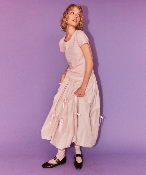 Candy Stripper（キャンディストリッパー）の「MY RIBBON BALLOON スカート（スカート・レディース・オフホワイト/ピンク/ブラック・FREE）」の5枚目の写真