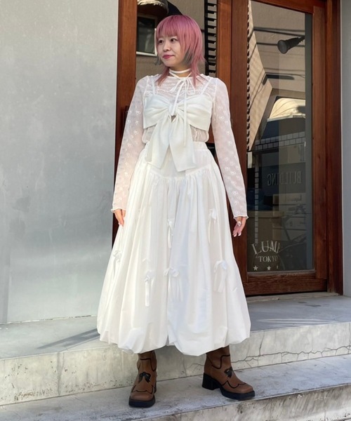 Candy Stripper（キャンディストリッパー）の「MY RIBBON BALLOON スカート（スカート・レディース・オフホワイト/ピンク/ブラック・FREE）」の16枚目の写真