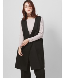 SUIT SQUARE（スーツスクエア）の「ダブルロングジレ ハンドウォッシュ ストレッチ シャークツイード 無地（ベスト）」