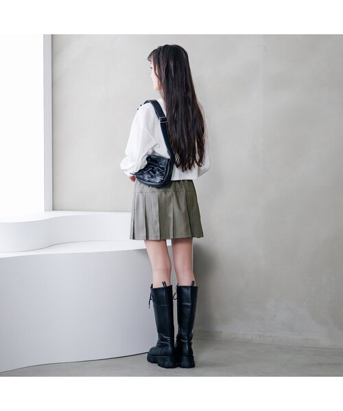 algy（アルジー）の「りぼんチャーム付きプリーツスカパン（スカート・キッズ・ブラック/グレー/ベージュ・XXX-SMALL/XX-SMALL/X-SMALL/MEDIUM/SMALL）」の9枚目の写真