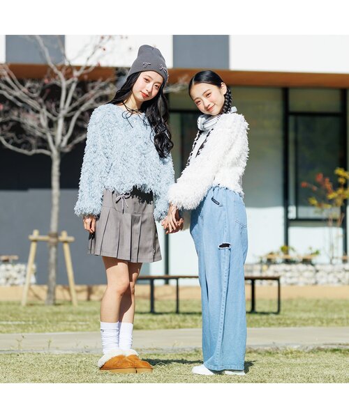 algy（アルジー）の「りぼんチャーム付きプリーツスカパン（スカート・キッズ・ブラック/グレー/ベージュ・XXX-SMALL/XX-SMALL/X-SMALL/MEDIUM/SMALL）」の11枚目の写真