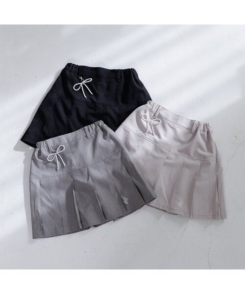 algy（アルジー）の「りぼんチャーム付きプリーツスカパン（スカート・キッズ・ブラック/グレー/ベージュ・XXX-SMALL/XX-SMALL/X-SMALL/MEDIUM/SMALL）」の13枚目の写真