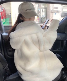 anown（アノン）の「【CANVAS+】中綿キルティングもこもこフェイクファーフードブルゾン（ブルゾン）」