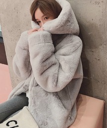 anown（アノン）の「【CANVAS+】中綿キルティングもこもこフェイクファーフードブルゾン（ブルゾン）」