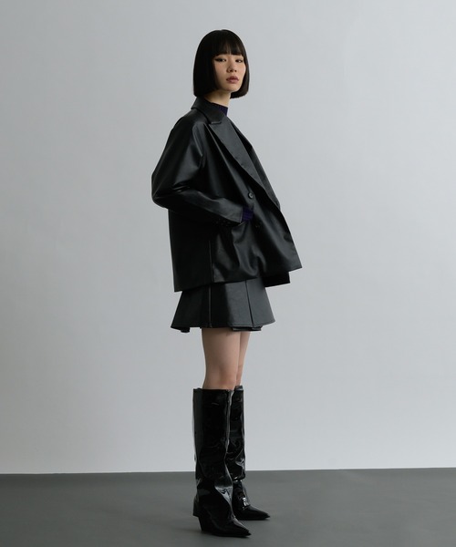 Ellno de Mavie（エルノデメヴィ）の「合皮アソートミニスカパン/SETUP対応（その他パンツ・レディース・ブラック/チャコールグレー・FREE）」の4枚目の写真