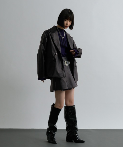 Ellno de Mavie（エルノデメヴィ）の「合皮アソートミニスカパン/SETUP対応（その他パンツ・レディース・ブラック/チャコールグレー・FREE）」の5枚目の写真